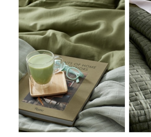 Shop Premium Breathable Relaxed Linen Solid Fitted Bed Sheet - Moss Green, Twin